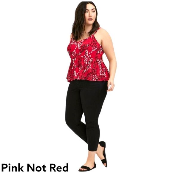 TORRID Plus Size Pink Leopard 🐆 Chiffon Peplum Midi Cami. - Picture 1 of 16